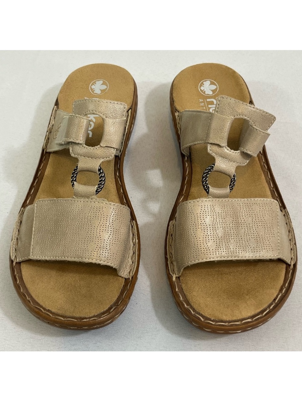Rieker Regina 85 Slide Sandals Tan Antistress Women’s 8.5/40 Sty 60885